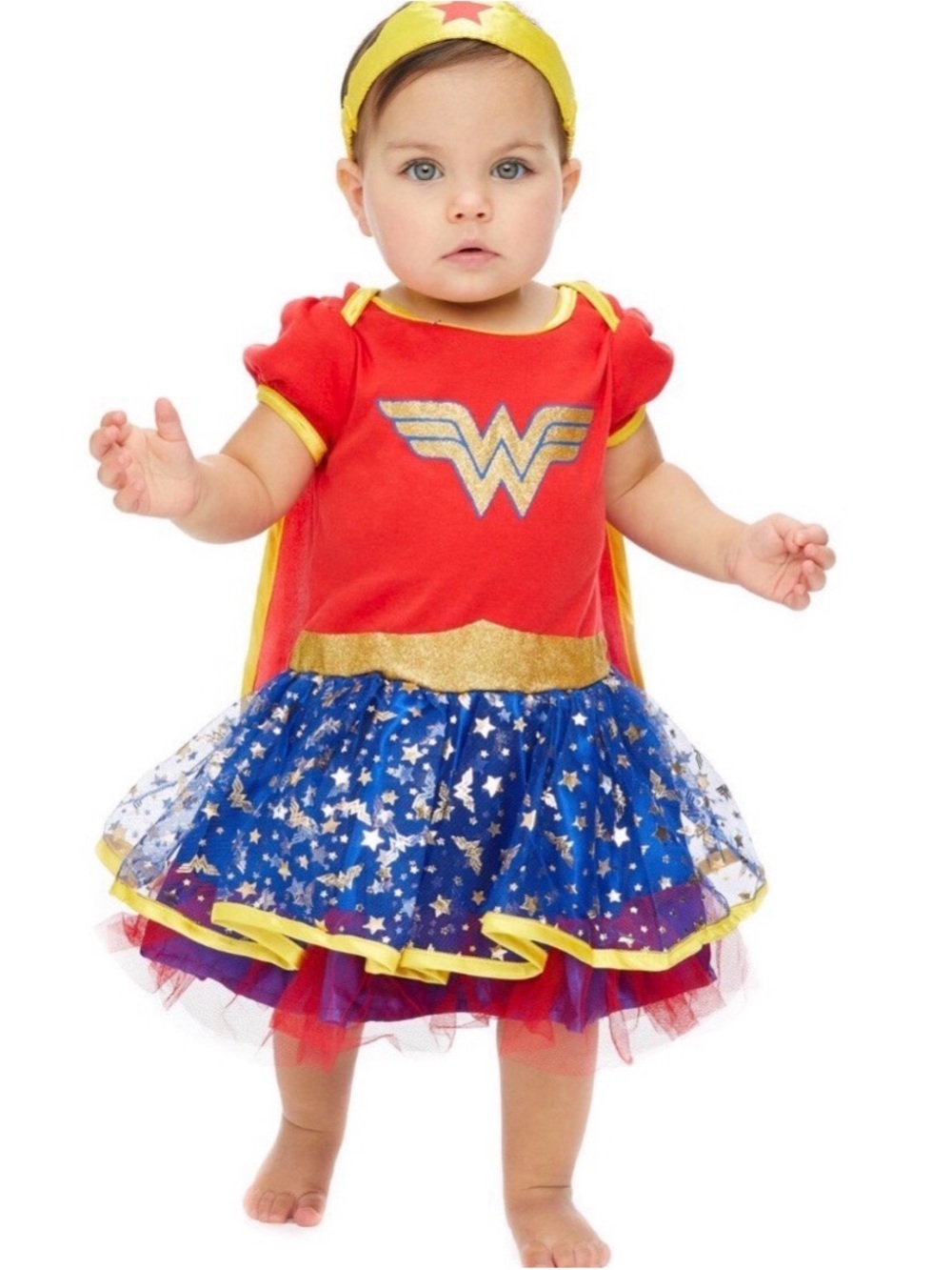 Wonder Woman Baby Costume Dress Cape Headband DC Comics Infant 3-6 Months